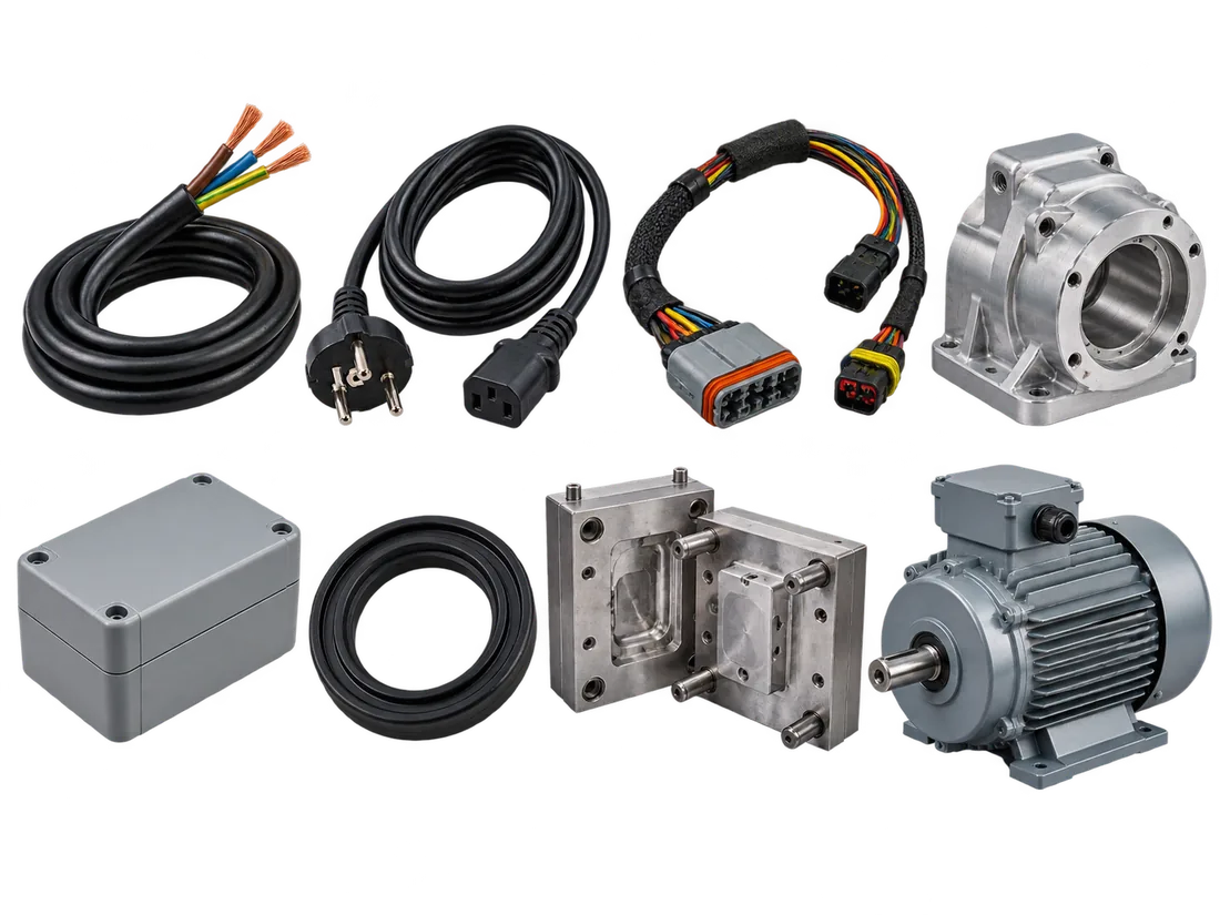 Illustrative range of electrical products, engineered components, tooling and equipment