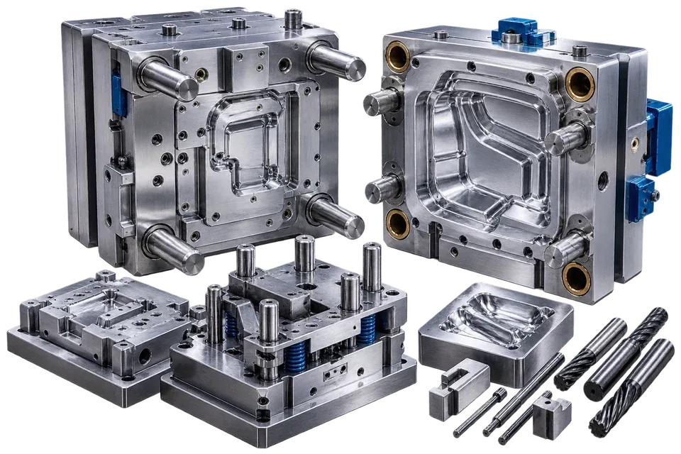 Illustrative production mould, tooling plates and precision inserts