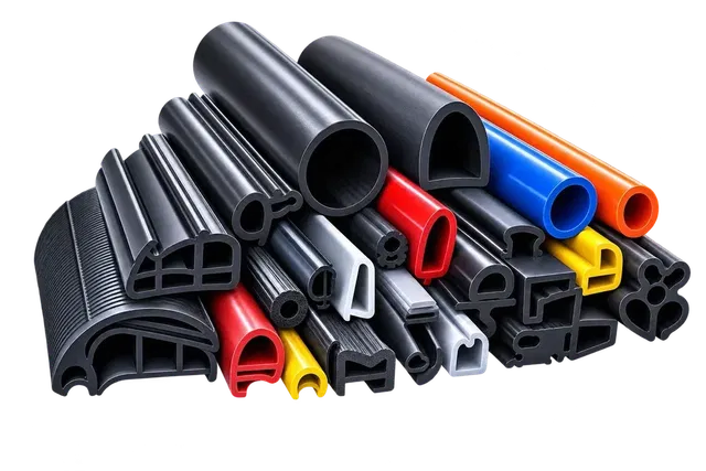 Rubber components and extrusion profiles